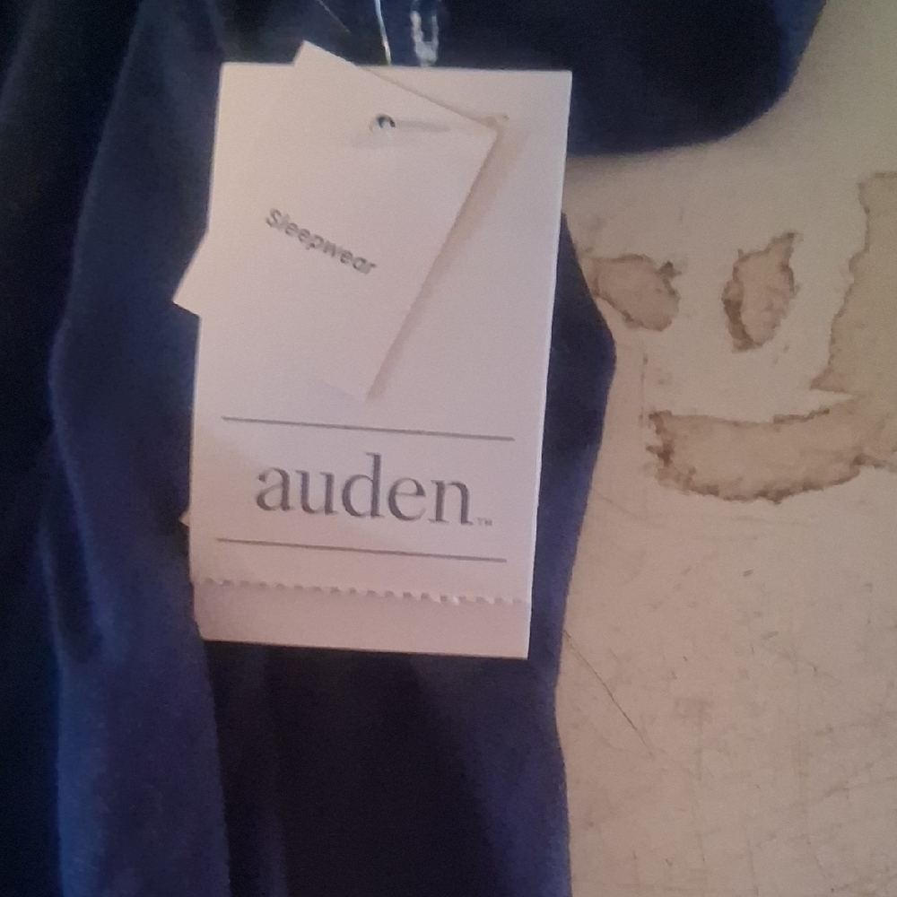 NWT Auden Women's L Cloud Knit Navy Blue Short Sleeve Pajama Top - Picture 5 of 9